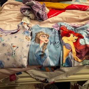Disney Frozen and Ariel Kids Pajama Tops - Purple and Blue